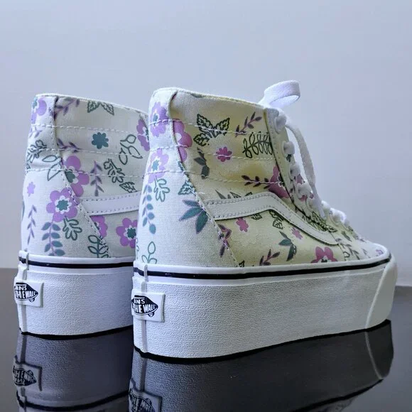 Vans Women Sk8-Hi Tapered Canvas Sneaker in Lovely Pastel Floral Frosted Mint - Picture 5 of 13